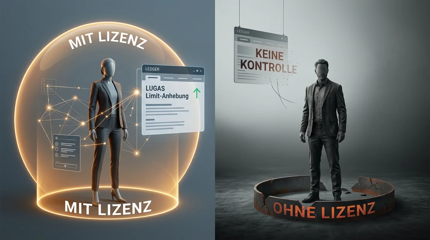 Schematischer Vergleich der beiden Wege mit erhaltenem Schutzrahmen bei der legalen Anhebung und entfallendem Schutz beim Wechsel