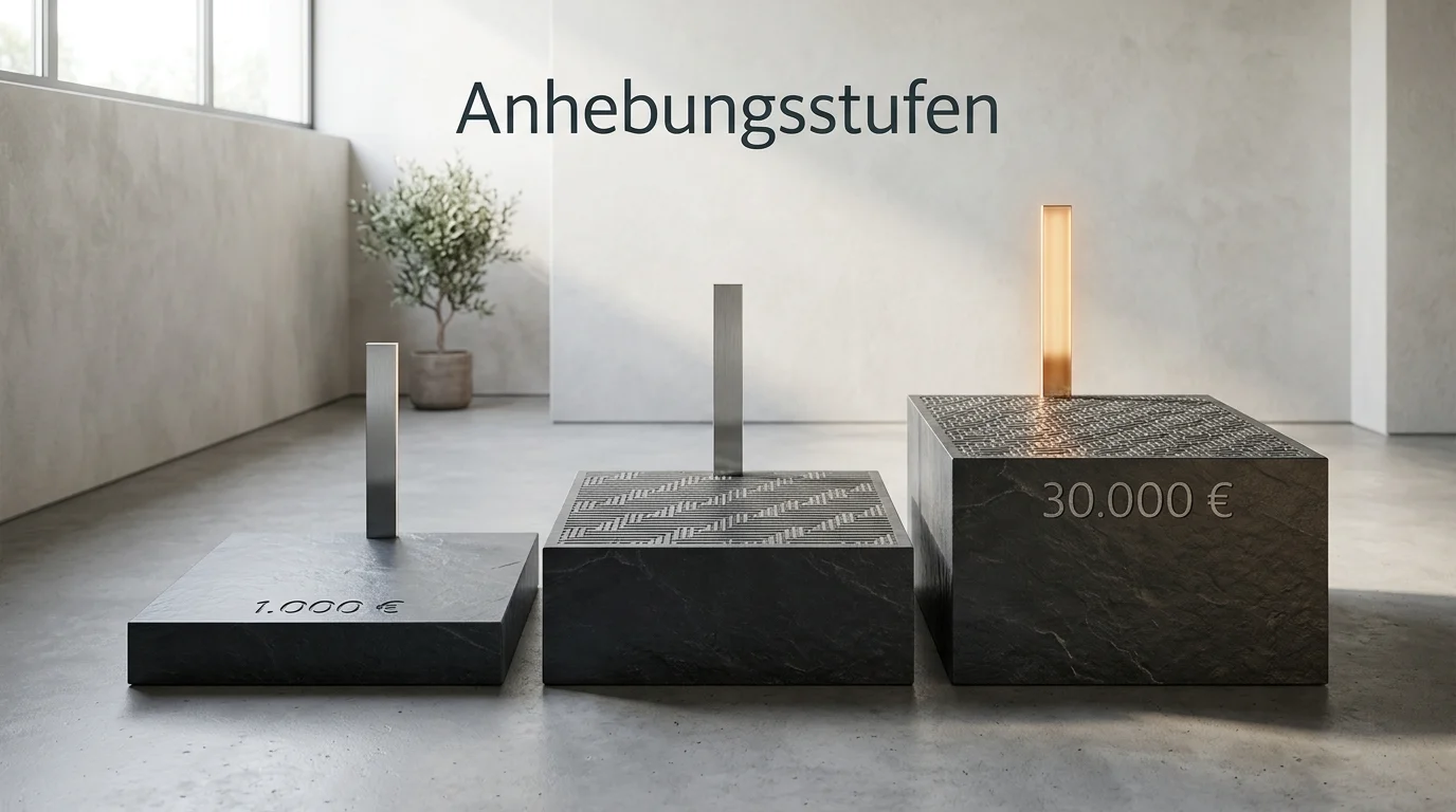 Stufenförmige Anordnung der drei Limitstufen mit ansteigenden Werten und passenden Nachweisanforderungen